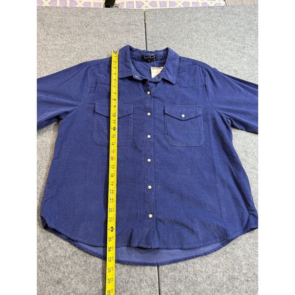 Velvet Heart Western Shirt Women's Large Blue 100% Cotton Long Sleeve Pearl Snap - Picture 2 of 9